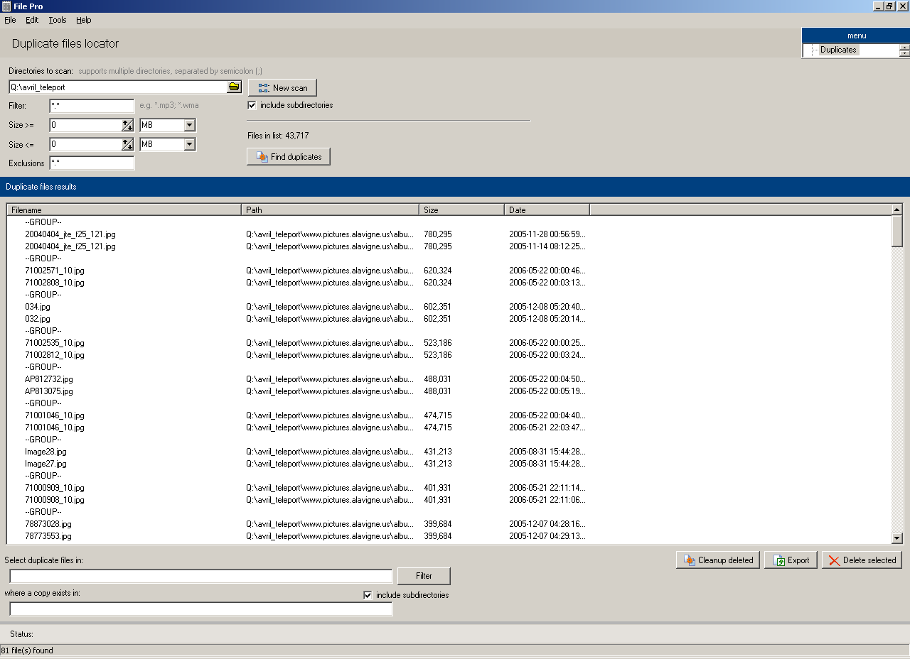 Find duplicate files